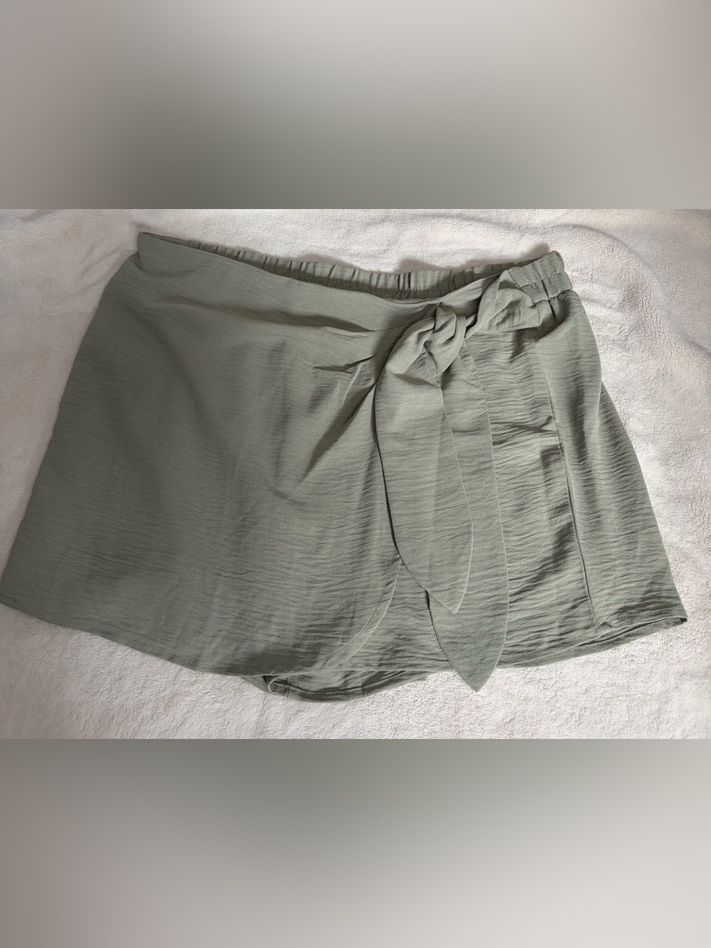 Lily Morgan Linen-Blend Wrap Skort | Sage Green | Size L